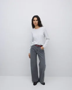 Jersey escote redondo algodón orgánico gris