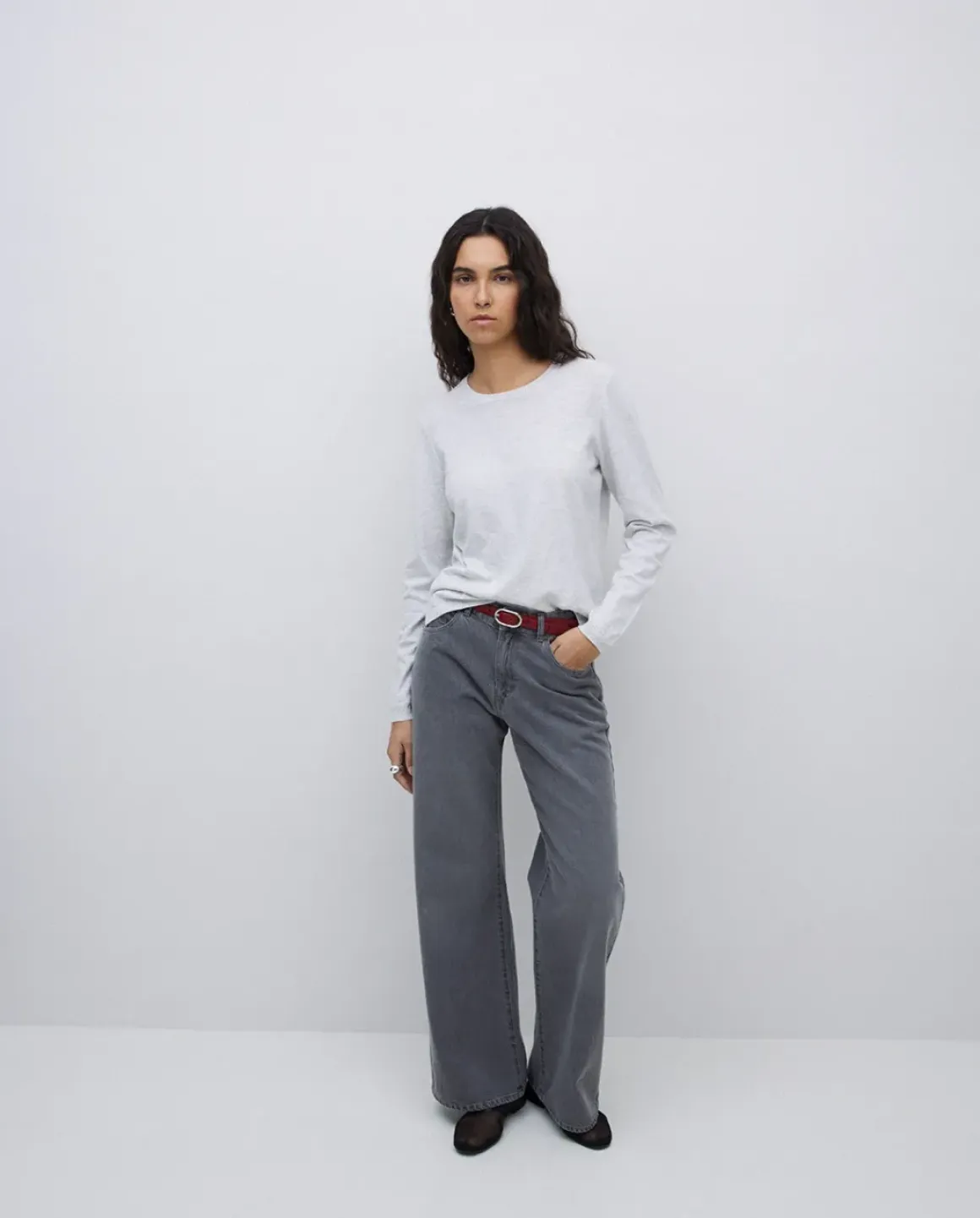 Jersey escote redondo algodón orgánico gris