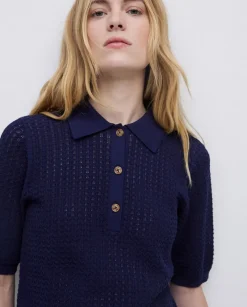 Jersey punto calado azul oscuro