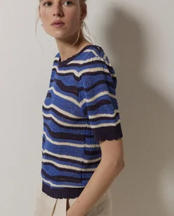 Jersey punto manga corta azul