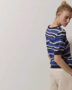 Jersey punto manga corta azul