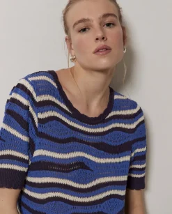 Jersey punto manga corta azul
