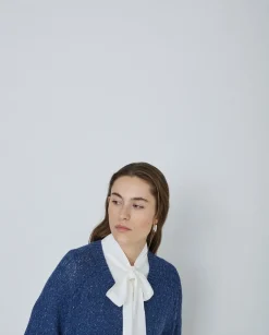 Jersey tejido lino y seda azul oscuro