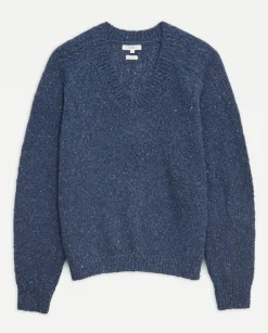 Jersey tejido lino y seda azul oscuro