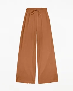Pantalones algodón cintura elástica terracota