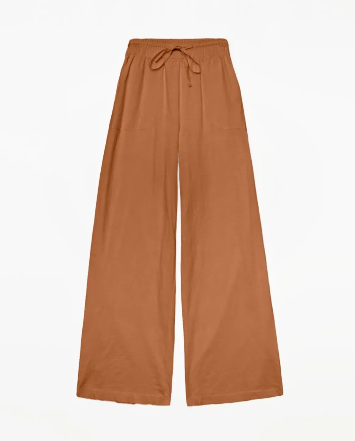 Pantalones algodón cintura elástica terracota