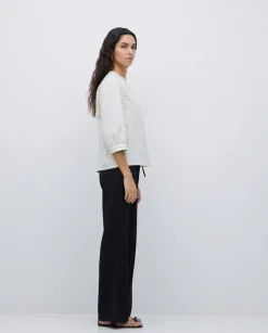 Pantalones algodón cintura elástica negro