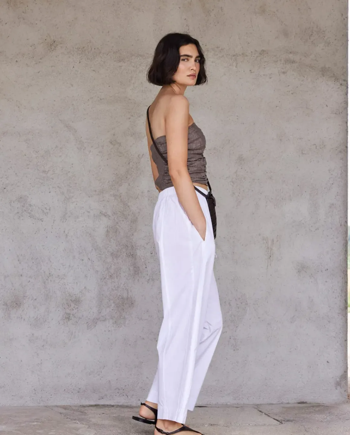 Pantalones balloon fit 100% algodón blanco