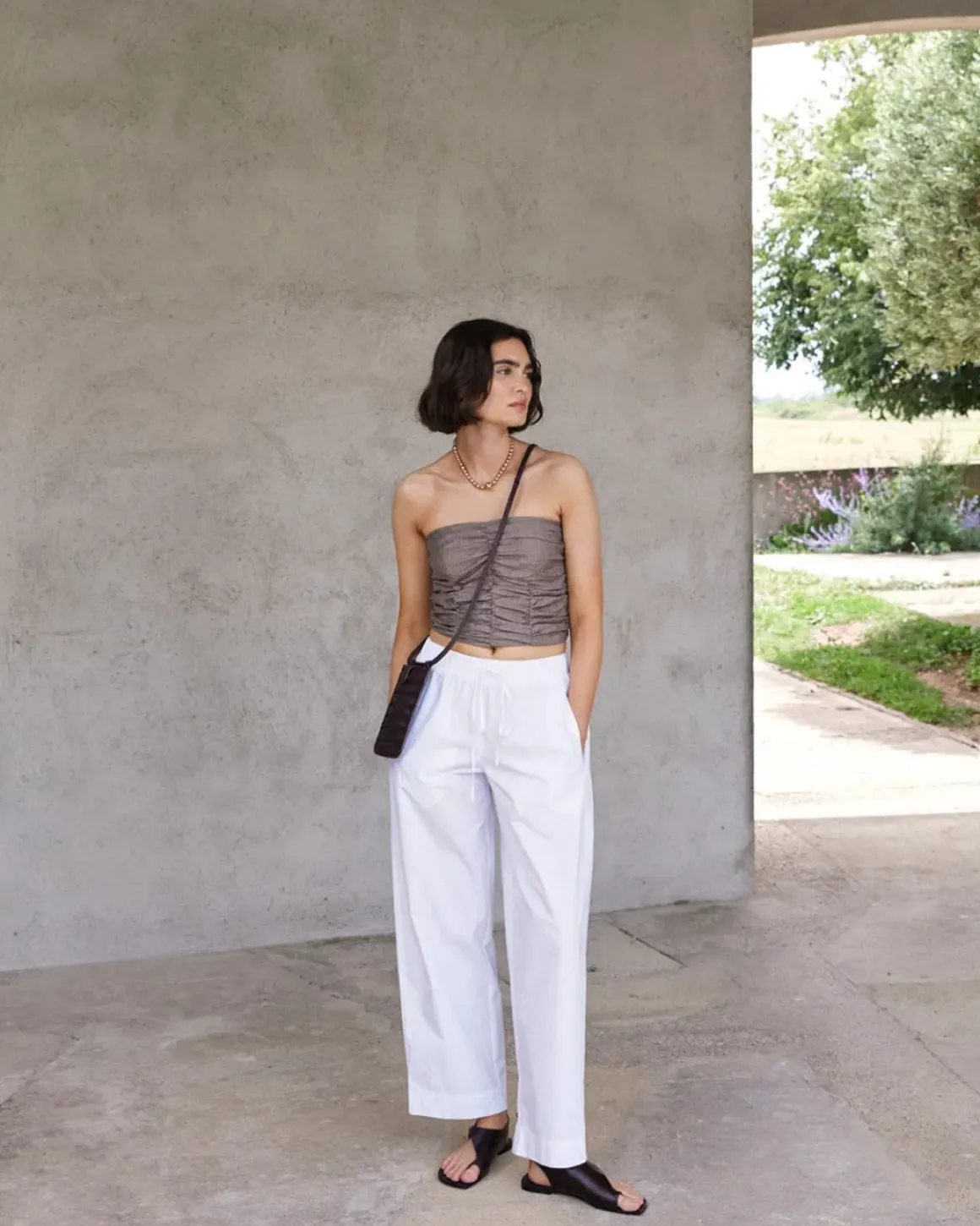 Pantalones balloon fit 100% algodón blanco