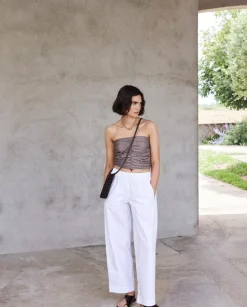 Pantalones balloon fit 100% algodón blanco