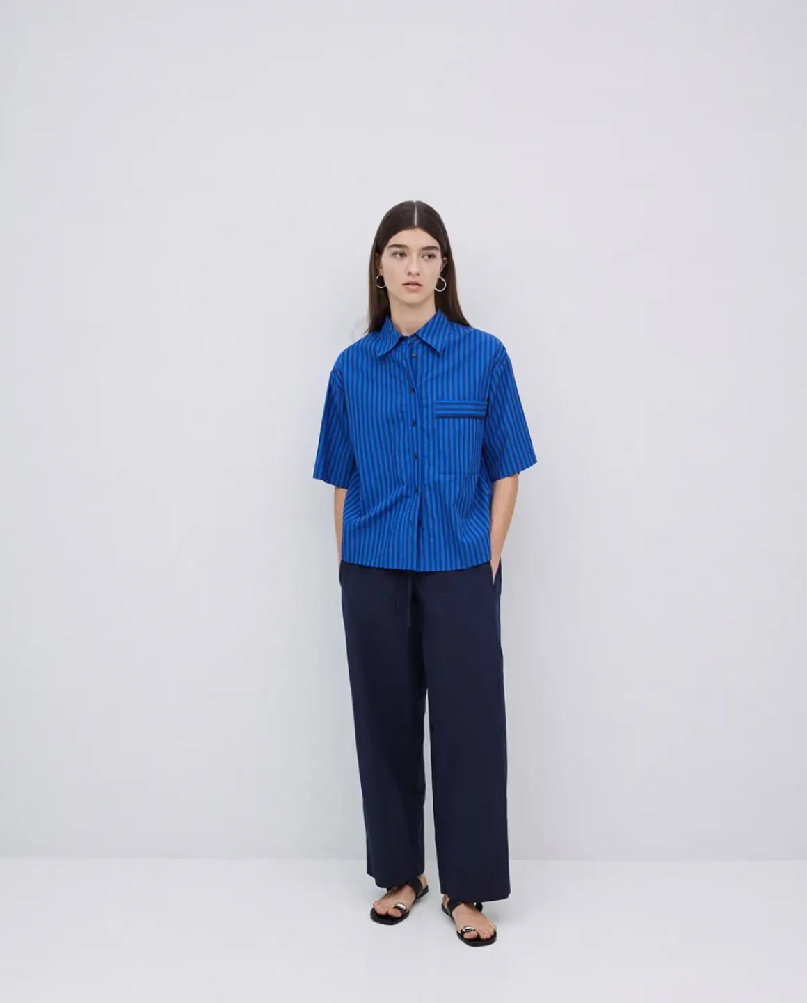 Pantalones balloon fit 100% algodón azul oscuro