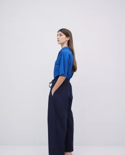 Pantalones balloon fit 100% algodón azul oscuro