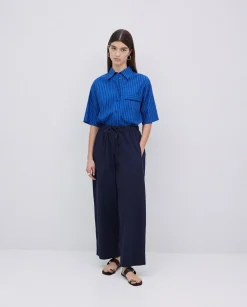 Pantalones balloon fit 100% algodón azul oscuro