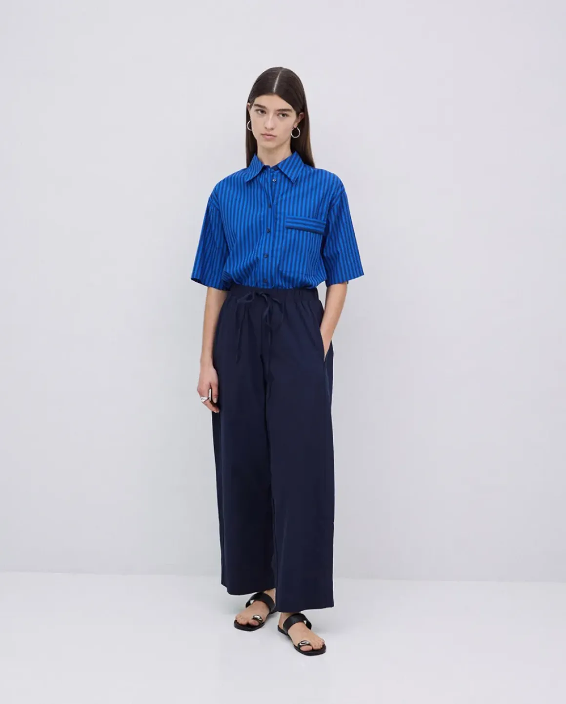Pantalones balloon fit 100% algodón azul oscuro