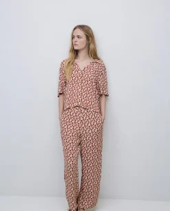 Pantalones cropped terracota