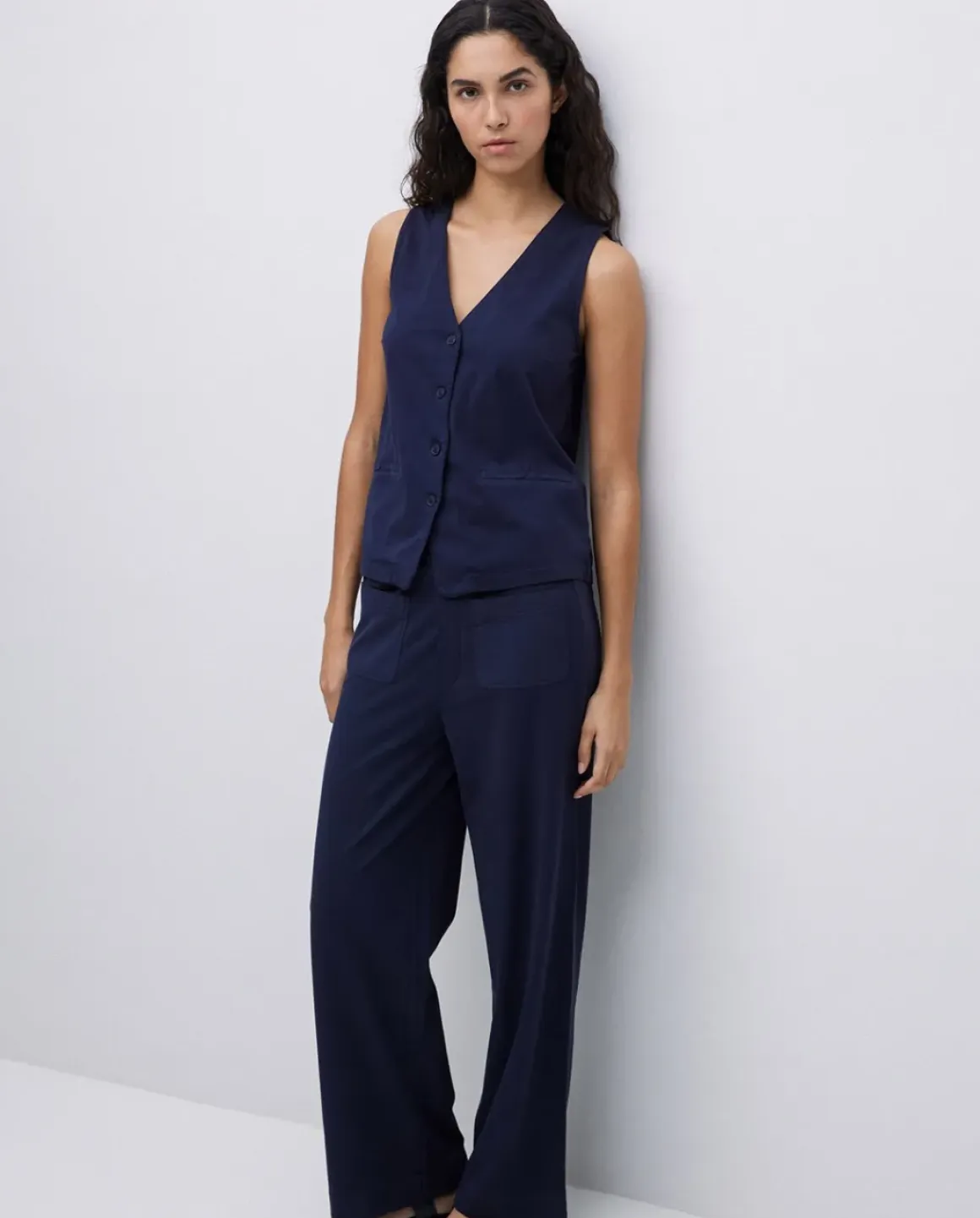 Pantalones de punto algodón azul oscuro