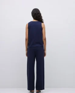 Pantalones de punto algodón azul oscuro