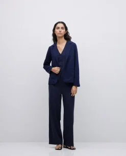 Pantalones de punto algodón azul oscuro