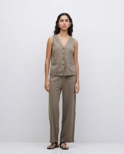 Pantalones de punto algodón caqui