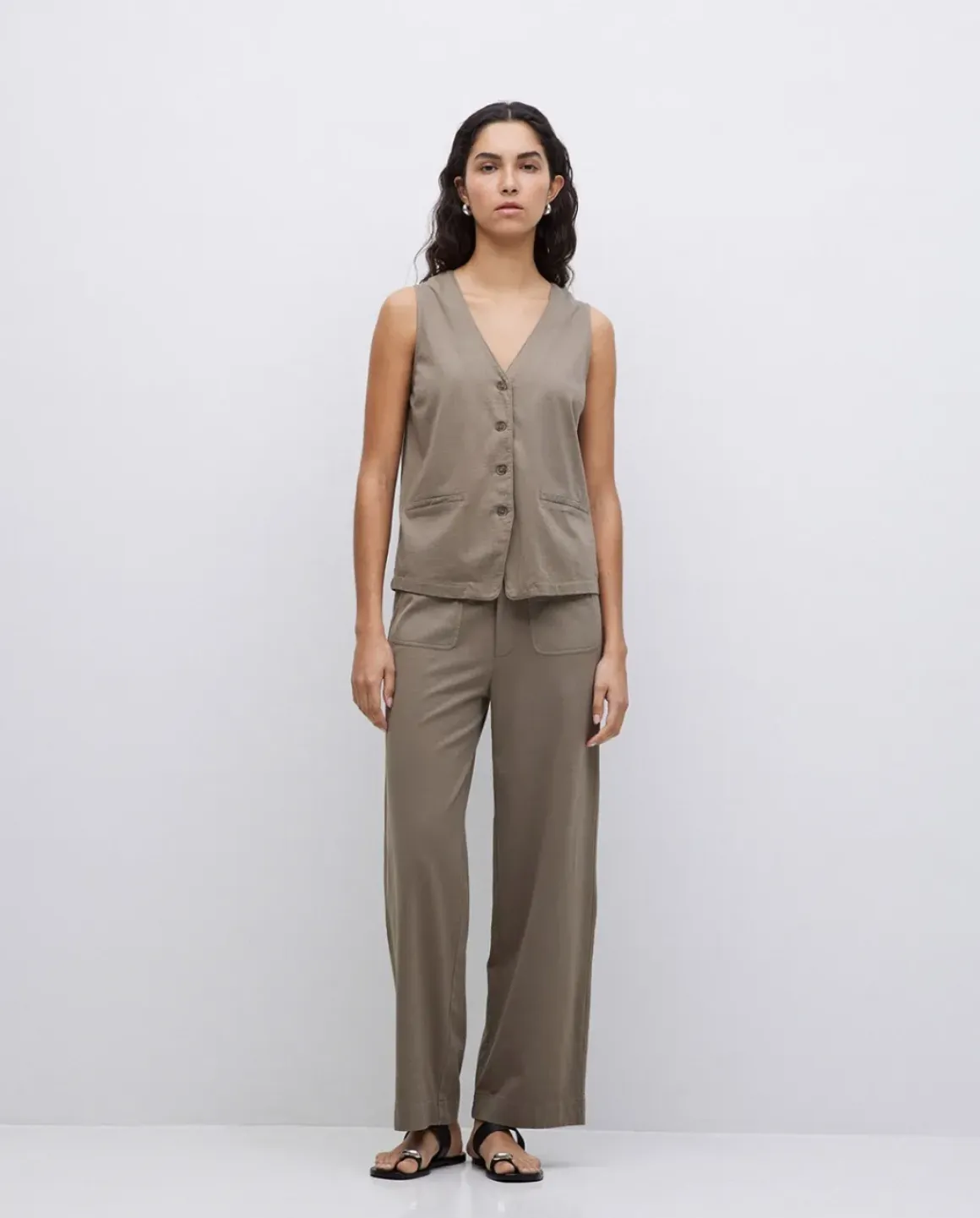 Pantalones de punto algodón caqui
