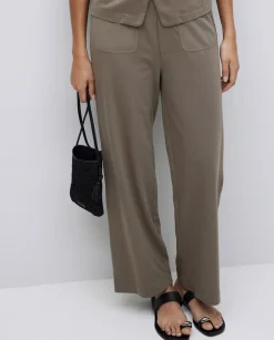 Pantalones de punto algodón caqui