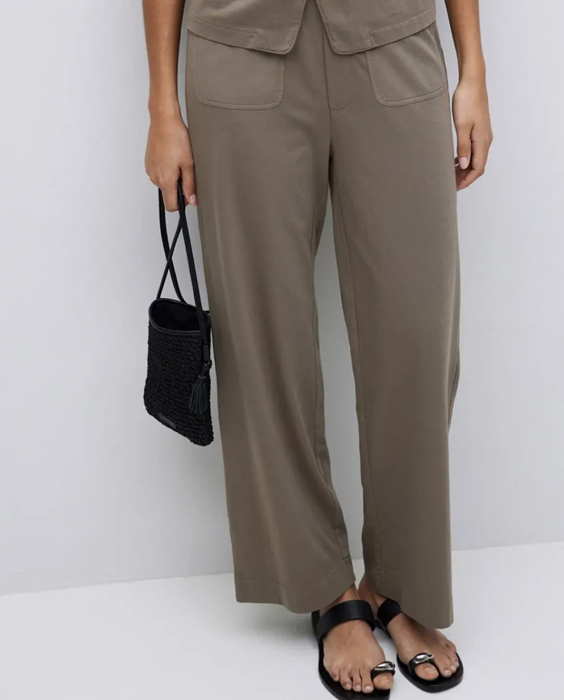 Pantalones de punto algodón caqui