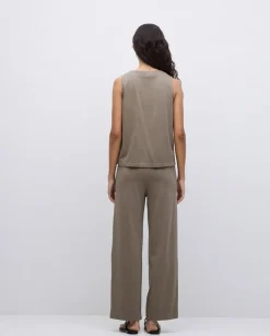 Pantalones de punto algodón caqui