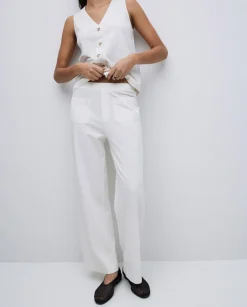 Pantalones de punto algodón crudo