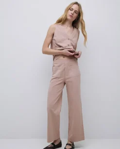 Pantalones de punto algodón rosa antiguo