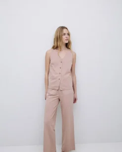 Pantalones de punto algodón rosa antiguo
