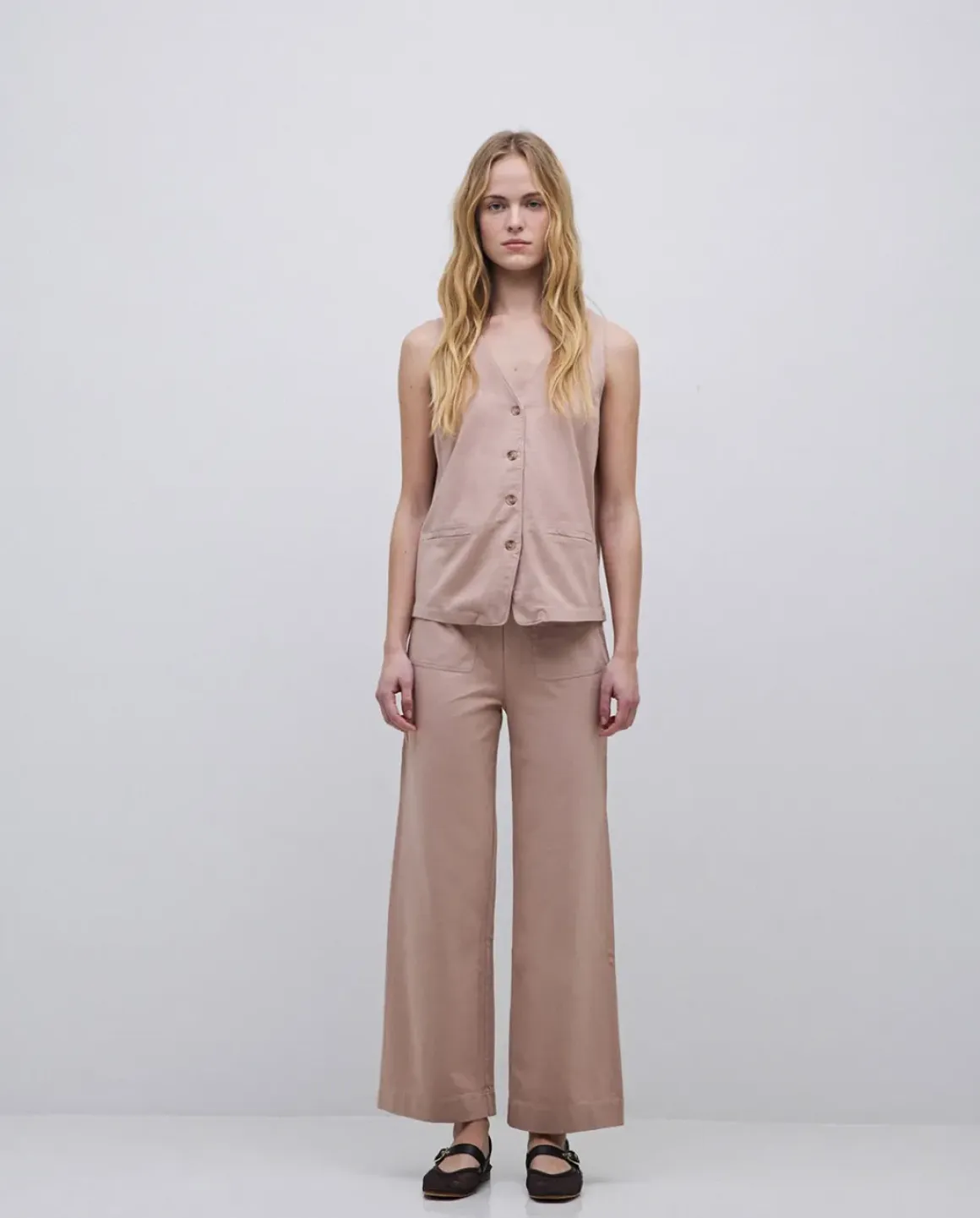 Pantalones de punto algodón rosa antiguo
