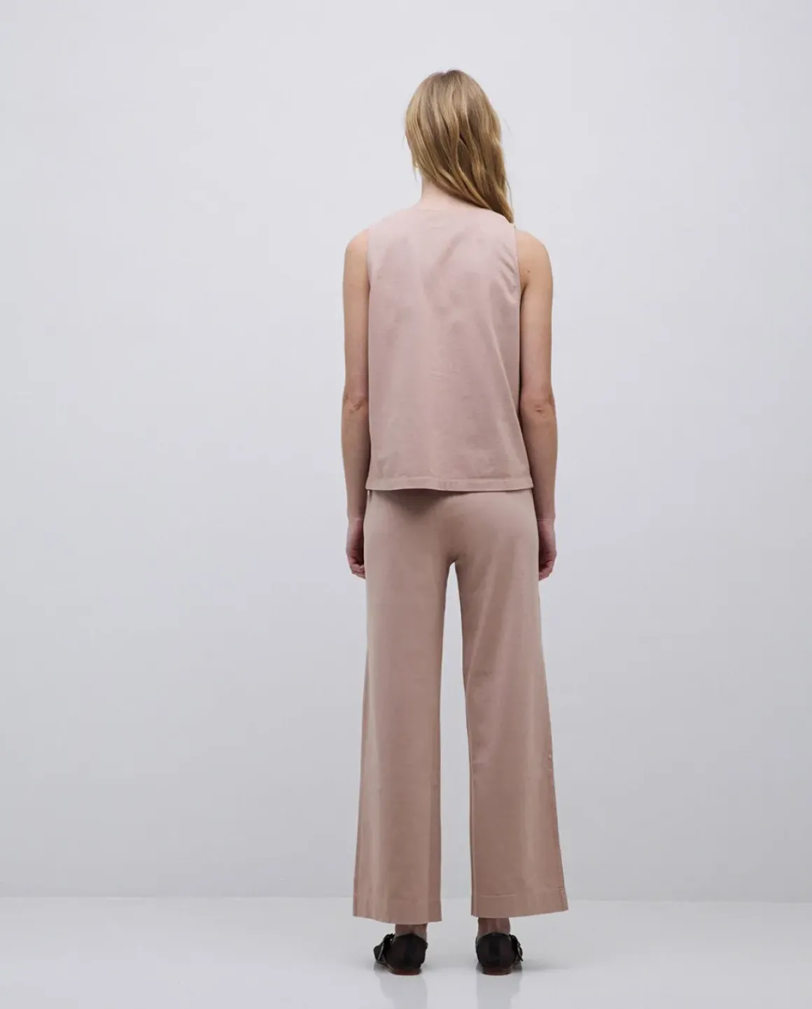Pantalones de punto algodón rosa antiguo