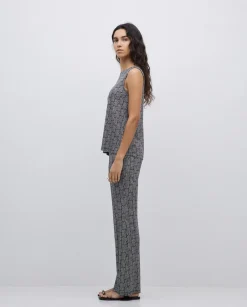 Pantalones flare geométrico negro