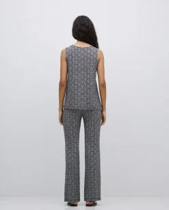 Pantalones flare geométrico negro