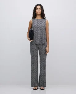 Pantalones flare geométrico negro