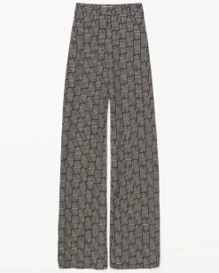 Pantalones flare geométrico negro