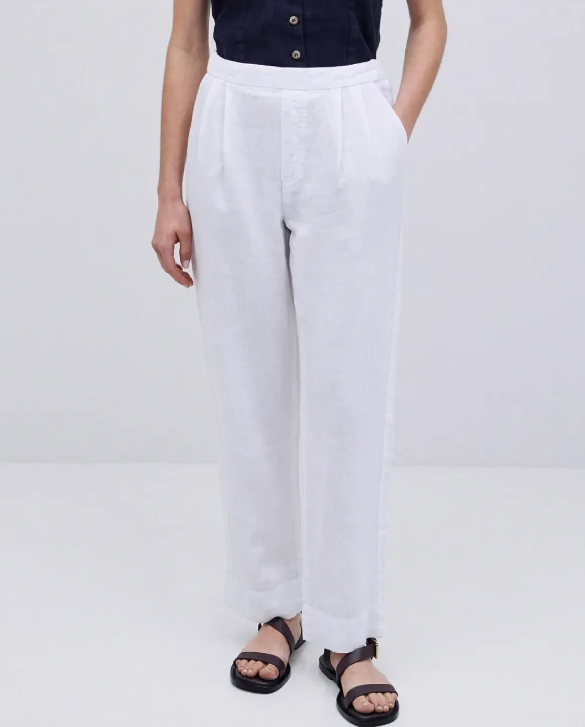 Pantalones 100% lino blanco