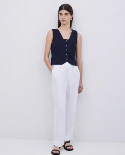 Pantalones 100% lino blanco