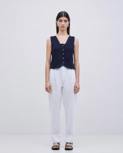 Pantalones 100% lino blanco