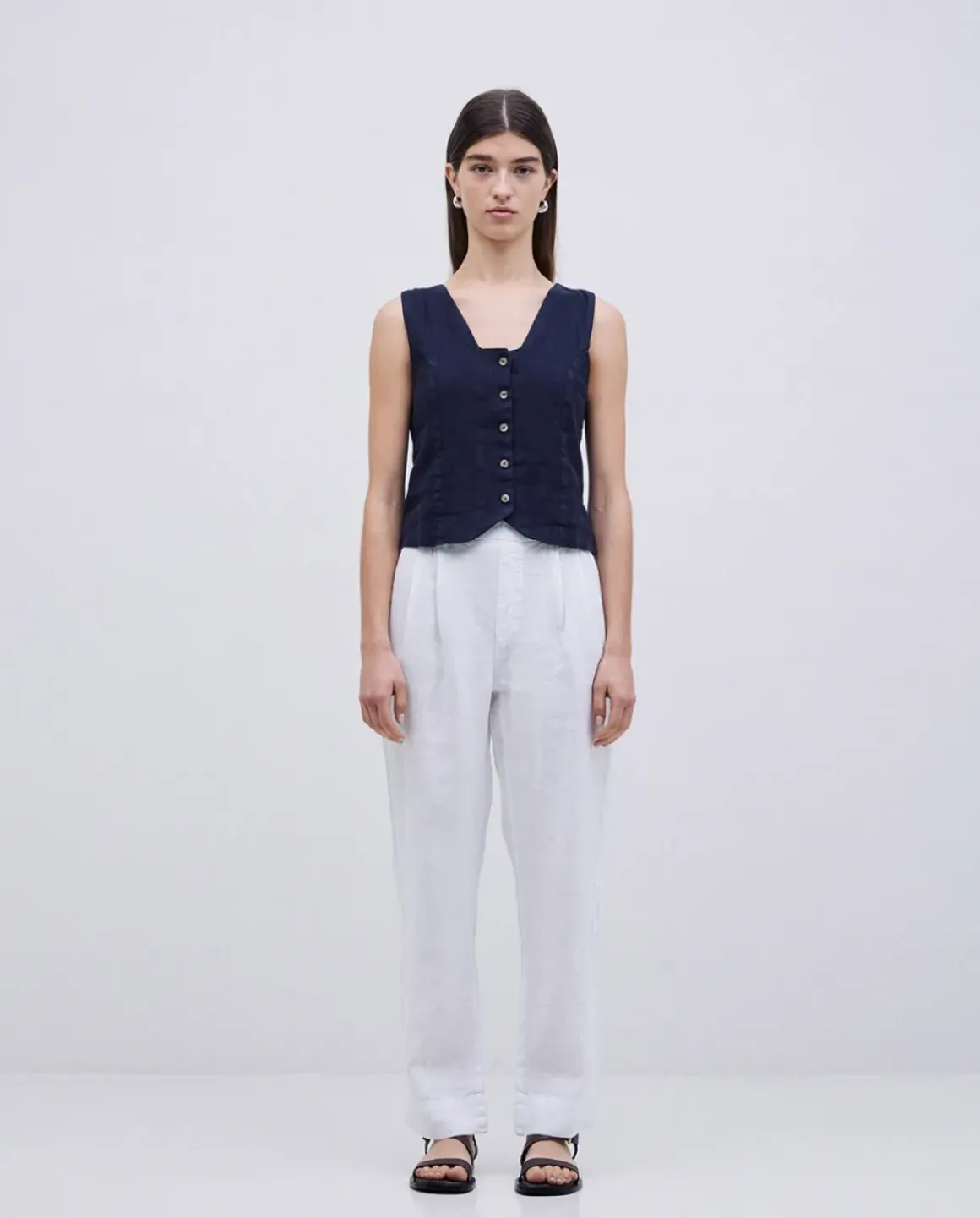 Pantalones 100% lino blanco