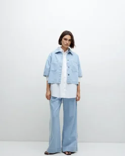 Pantalones palazzo denim azul