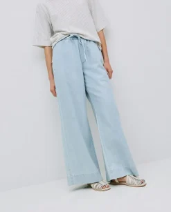 Pantalones palazzo denim azul