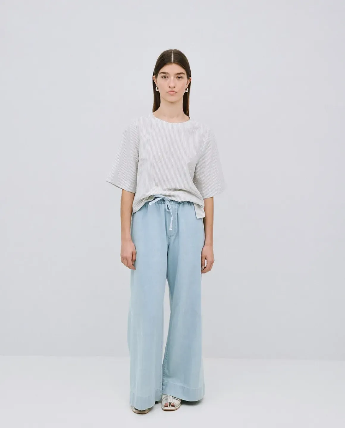 Pantalones palazzo denim azul