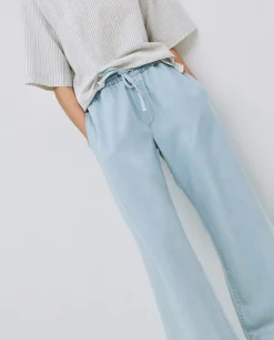 Pantalones palazzo denim azul