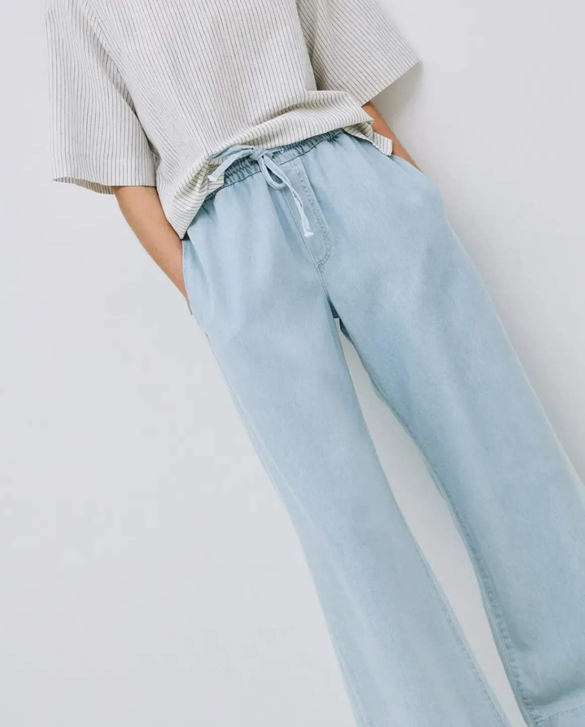 Pantalones palazzo denim azul