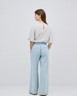 Pantalones palazzo denim azul