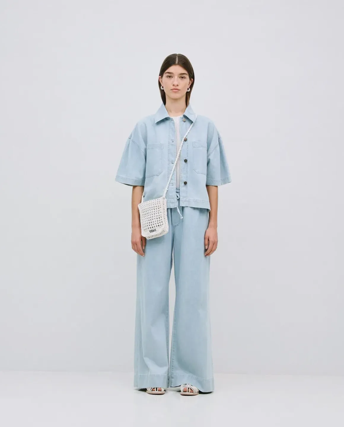 Pantalones palazzo denim azul
