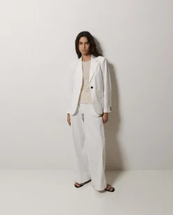 Pantalones popelín wide leg blanco