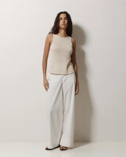 Pantalones popelín wide leg blanco