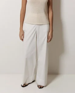 Pantalones popelín wide leg blanco